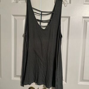 torrid Gray Ribbed Tank with Strappy Ladder Back